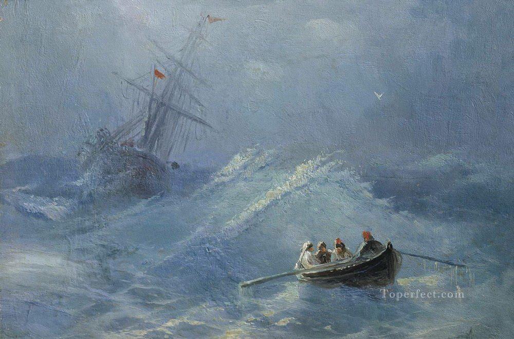 El naufragio en un mar tempestuoso Romántico Ivan Aivazovsky Ruso Pintura al óleo